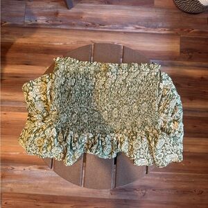 Green Floral Smocked Top
